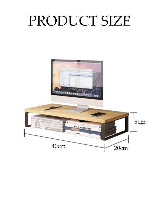 DUNISO Wood Monitor Stand Riser,Computer Stand with Keyboard Organizer,Desktop Rack for Home,Office and Dorm,Ergonomic Desk Organizer(40*20*8cm) - Image 2